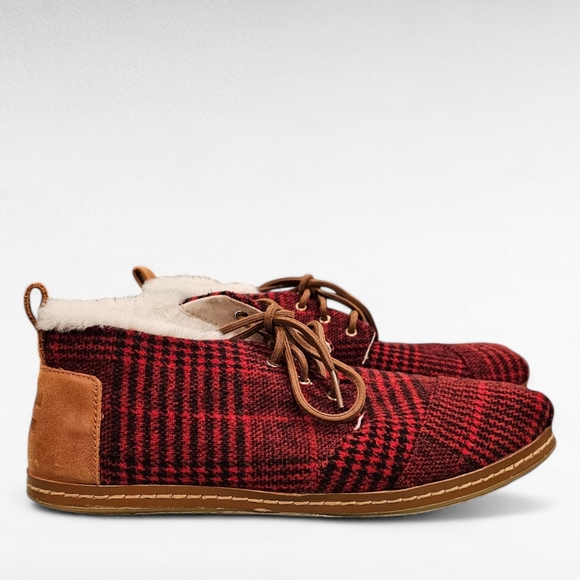 Toms Red Plaid Bota Shoes Size 10 - Picture 8 of 16